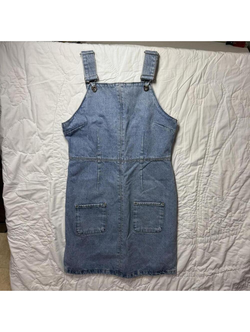ASOS Design blue denim overall dress with pockets and adjustable straps Size 6